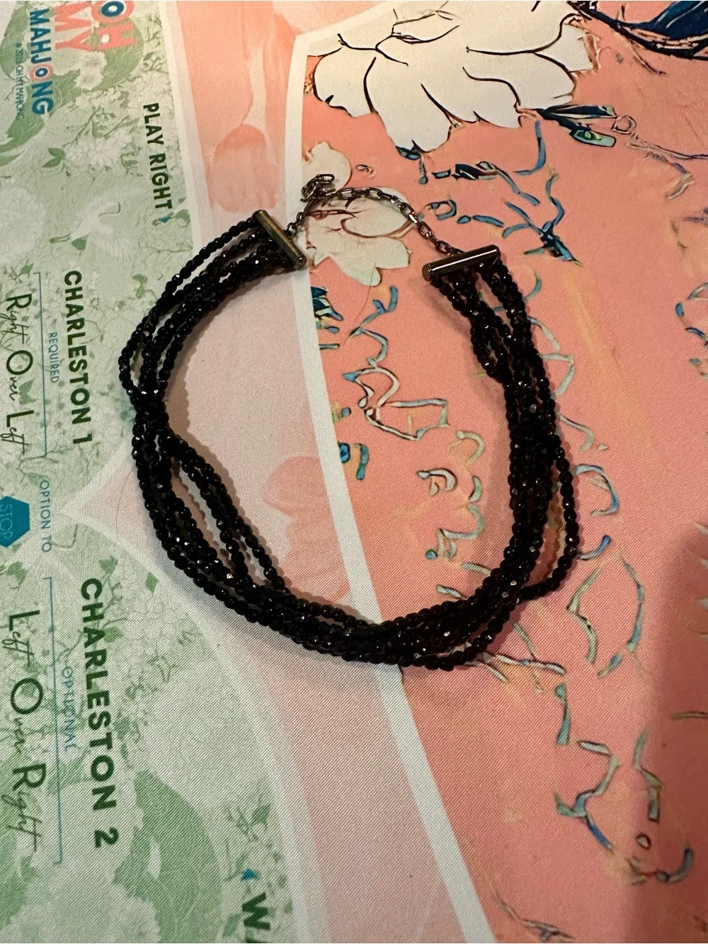 5 Strand Black Beaded choker necklace